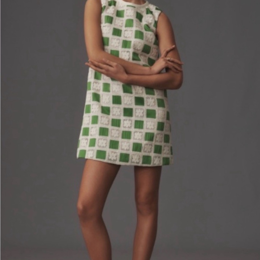 English Factory Green and White Mini Dress